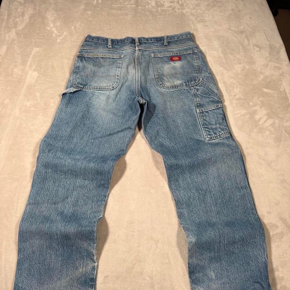 Vintage Y2K Dickies Carpenter Jeans Blue Faded Distressed Size 34x30